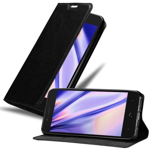 Cadorabo Housse Compatible Avec Bq Aquaris X5 En Noir Nuit - Étui De Protection Avec Fermeture Magnétique, Fonction De Support Et Compartiment Pour Carte