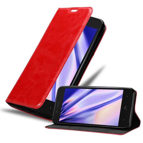 Cadorabo Housse Compatible Avec Bq Aquaris X5 Plus En Rouge De Pomme - Étui De Protection Avec Fermeture Magnétique, Fonction De Support Et Compartiment Pour Carte