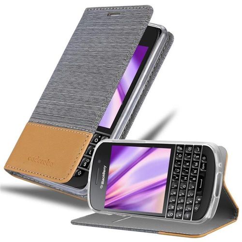 Cadorabo Housse Compatible Avec Blackberry Q10 En Gris Clair Marron - Étui De Protection Avec Fermeture Magnétique, Fonction De Support Et Compartiment Pour Carte