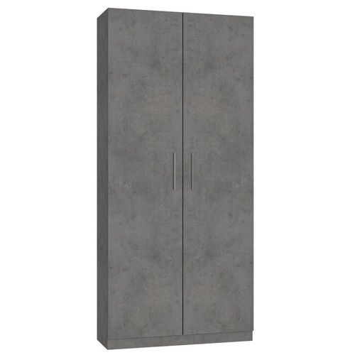 Armoire De Rangement 2 Portes Lingère Largeur 100 Cm Coloris Gris Béton