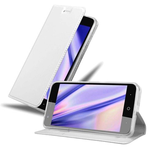 Cadorabo Housse Compatible Avec Zte Blade V8 En Classy Argent - Étui De Protection Avec Fermeture Magnétique, Fonction De Support Et Compartiment Pour Carte