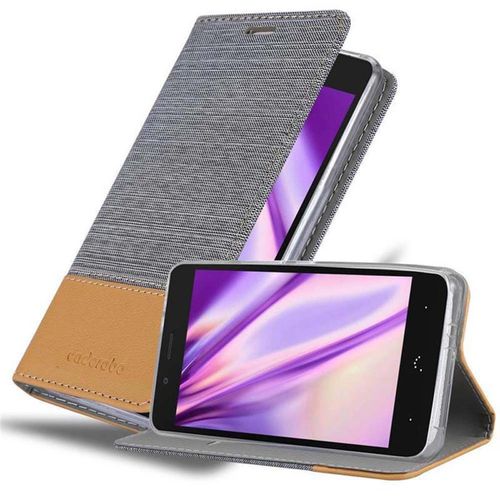 Cadorabo Housse Compatible Avec Bq Aquaris X5 Plus En Gris Clair Marron - Étui De Protection Avec Fermeture Magnétique, Fonction De Support Et Compartiment Pour Carte