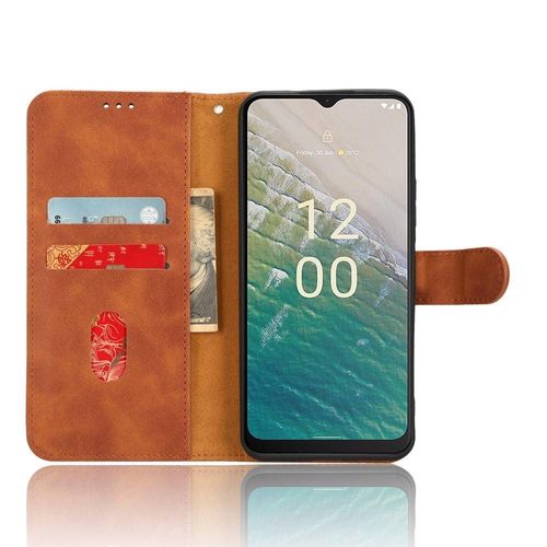 Housse Pour Nokia C32 - Etui Coque Pochette Portefeuille + Film Ecran - Marron