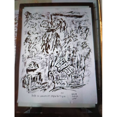 Dessin Par Helr Elena Encre Inspiré Par Une Sale Époque Dessin Encre 50x65 Signe Dessin Original Signature Et Cachet De L'artiste