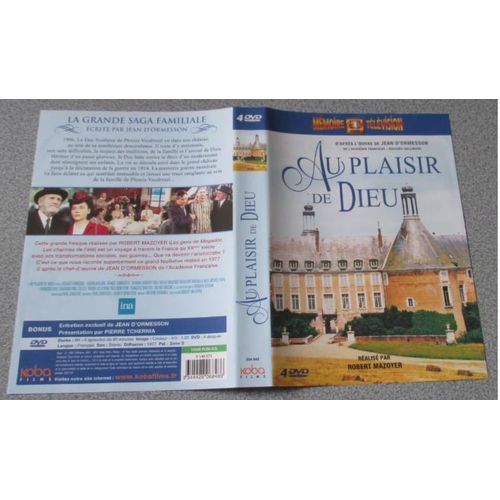 Jaquette Papier Originale Format Dvd De La Série Au Plaisir De Dieu - D'après L'oeuvre De Jean D'ormesson - Fond Bleu Clair Avec Images Couleur - Mémoire De La Télévision Koba Films