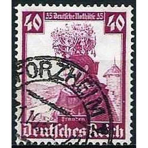 Allemagne, 3ème Reich 1935, Beau Timbre Yvert 556, Costume Et Coiffe De Franconie, Au Profit Du Secours D'hiver, Filigrane Croix Gammées, Oblitéré Beau Cachet De Pforzhzeim - Bade Wurtemberg, Tbe -