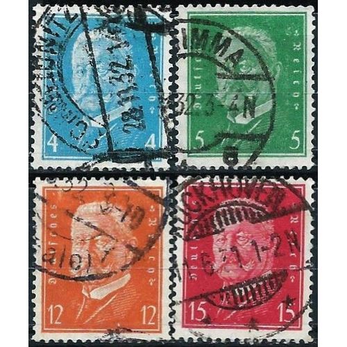 Allemagne, Rép. De Weimar 1928 / 32, Beaux Timbres Yvert 401a, 402, 404b Et 405, Maréchal Hindenburg, Oblitérés, Tbe.