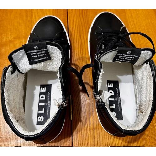 Baskets Homme Golden Goose Slide En Cuir Noir Taille 43