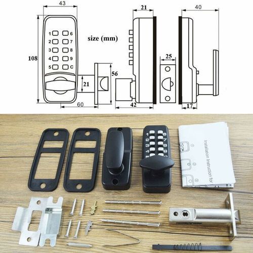 Verrou de porte à code numérique Chromé Résistant aux intempéries - Bouton de verrouillage à combinaison Serrure de porte à combinaison mécanique étanche Noir-