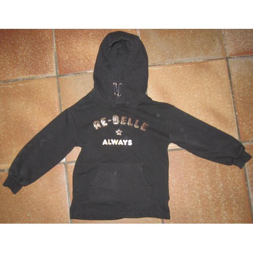 Sweat À Capuche Noir Avec Poche Ventrale Re-Belle Always Noir 5 Ans 110 Cm