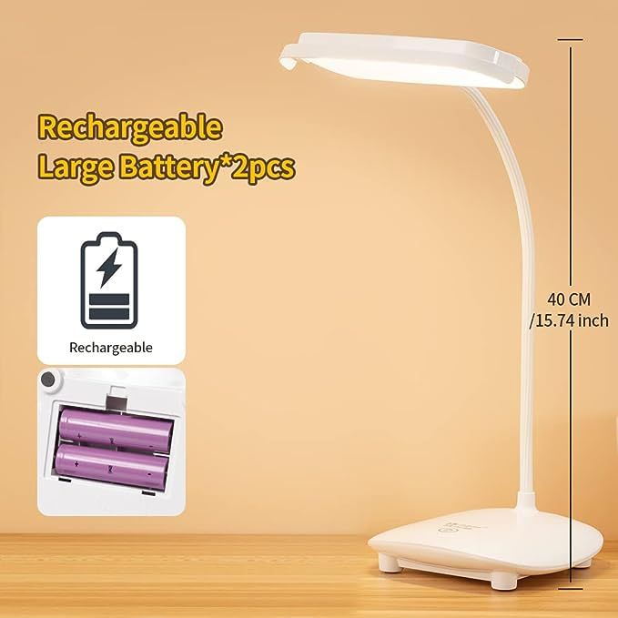 Lampe De Bureau Lampe De Table Sans Fil Rechargeable Usb 2 B... - 4