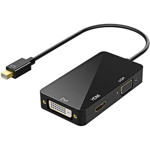 Adaptateur Thunderbolt 3-en-1 Mini Displayport vers HDMI DVI VGA Noir