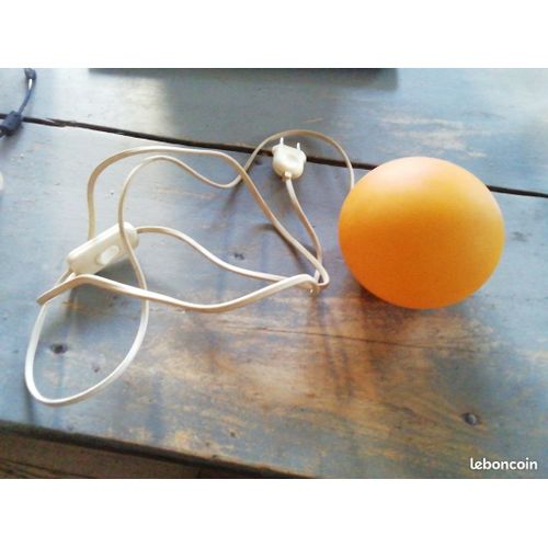 Ancienne Veilleuse En Pâte De Verre Orange Fonctionne Parfaitement 14 Cm De Diametre Et 10 Cm De Haut