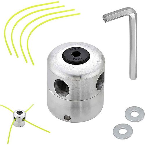 Tête de débroussailleuse en aluminium Tête de débroussailleuse universelle Tête de débroussailleuse avec 4 têtes de débroussailleuse en nylon Bobine double pour débroussailleuse et débroussailleuse