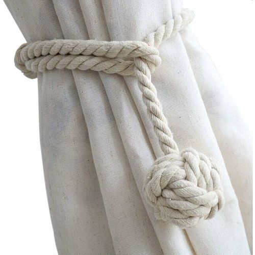 Ensemble De 2 Embrasses De Rideaux Beiges - Embrasses De Rideaux En Coton Résistant, Faites À La Main Et Décoratives De Pays