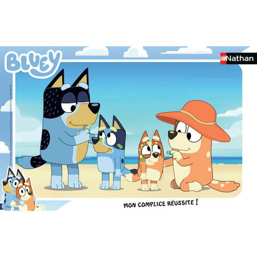 Puzzle N Nathan Puzzle Cadre 15 P - Bluey À La Plage / Bluey
