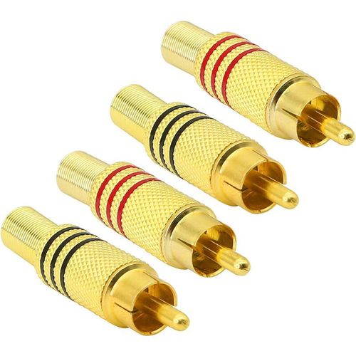 Prise audio RCA, adaptateur à ressort coaxial audio sans soudure mâle stéréo AV pour le transfert entre les interfaces matérielles audio (lot de 4)