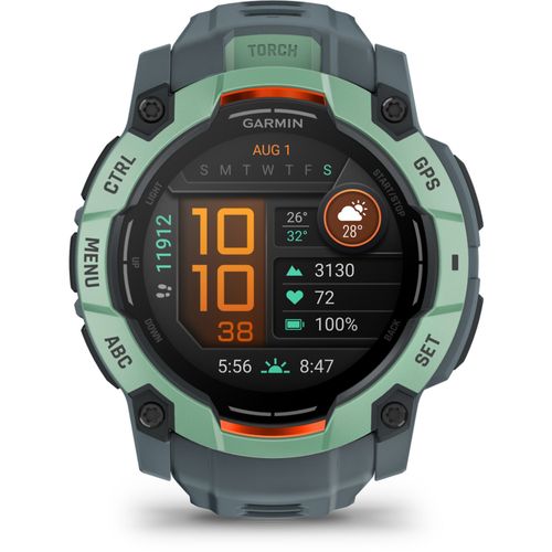 Garmin Instinct 3 - 50 Mm Amoled - Vert D'eau Avec Bracelet Silicone Bleu Crépuscule