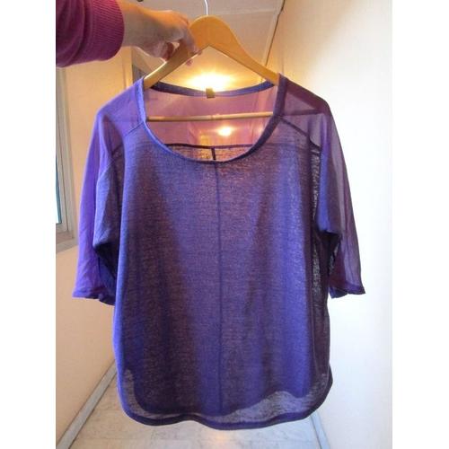 Tunique T-Shirt Violet Transparent, Léger, Pimkie, T. 40 (Bien Lire)