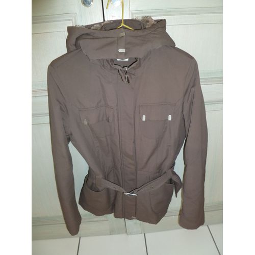 Parka Courte / Veste Marron Capuche Amovible Taille 36 Marque : Camaieu