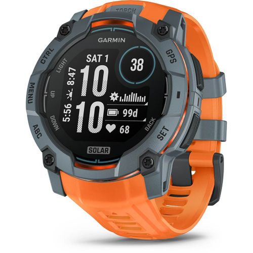 Garmin Instinct 3 - 50 Mm, Solar - Bleu Crépuscule Avec Bracelet Silicone Orange