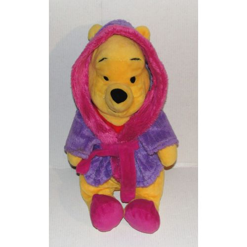 Peluche Winnie Peignoir Violet Rose Doudou Ours Nicotoy