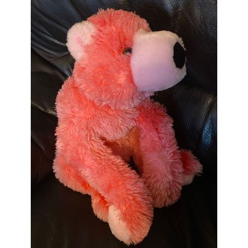 Grand Doudou Peluche Ours Rose Blanc Et Noir 42cm Comi 