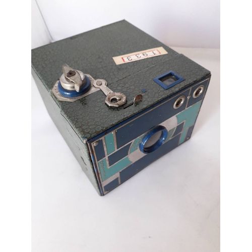 BOX KODAK BEAU BROWNIE N°2 BLEU et TURQUOISE doublet lens 1933