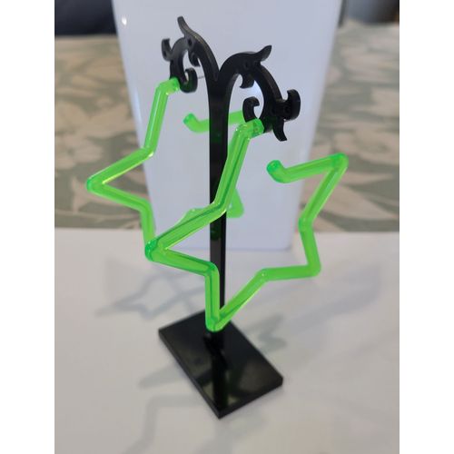 Boucles D'oreilles Anneaux Creoles Etoile Vert Fluo Soiree Annee 80 !