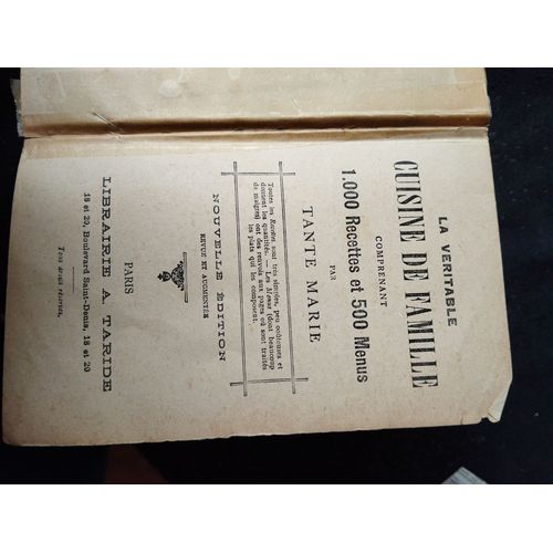 La Véritable Cuisine De Famille Par Tante Marie