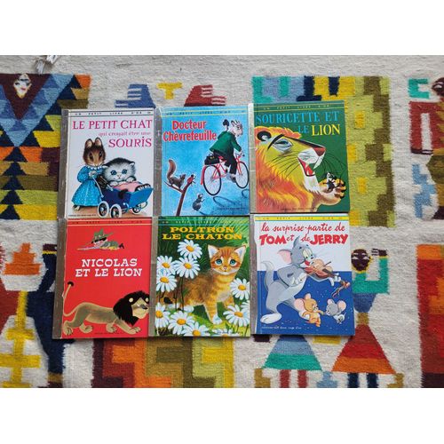 Un Petit Livre D'or, Six Livres : La Surprise Party De Tom Et Jerry. Poltron Le Chaton. Le Chat Qui Croyait Être Une Souris. Docteur Chèvrefeuille. Souricette Et Le Lion. Nicolas Et Le Lion.