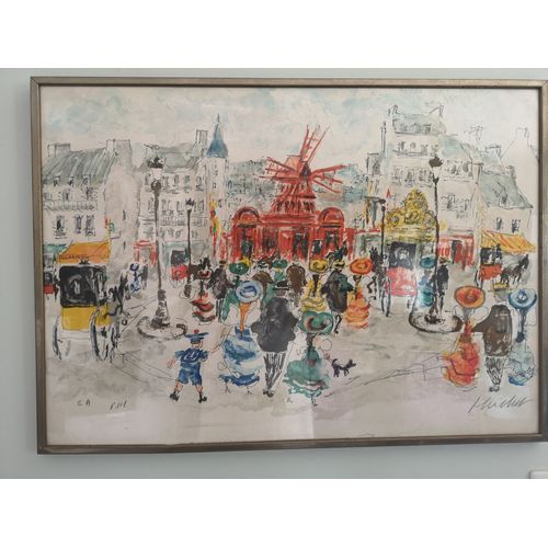 Moulin Rouge Huchet Urbain Lithographie Encadree Ea Signee