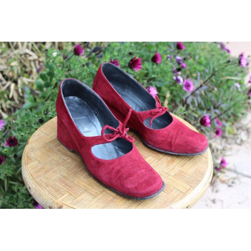 Jolies Petites Babies Compensèes Orcade En Peau Rouge Soutenu.Pointure Étiquetèe:37.