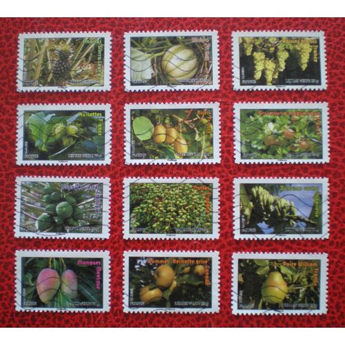 Des Fruits Pour Une Lettre Verte - Série Complète De 12 Timbres Oblitérés - France - Année 2012