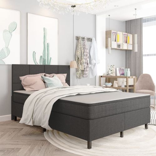 Vidaxl Sommier Tapissier Gris Foncé Tissu 160x200 Cm