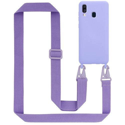 Cadorabo Chaîne De Téléphone Portable Compatible Avec Samsung Galaxy A40 En Liquid Light Purple - Étui De Protection En Silicone Avec Cordelette Réglable