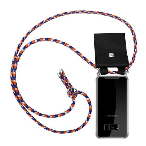 Cadorabo Chaîne De Téléphone Portable Compatible Avec Samsung Galaxy S8 Plus En Orange Bleu Blanc - Étui De Protection En Silicone Avec Anneaux Argentés, Cordon De Serrage Et Étui Amovible