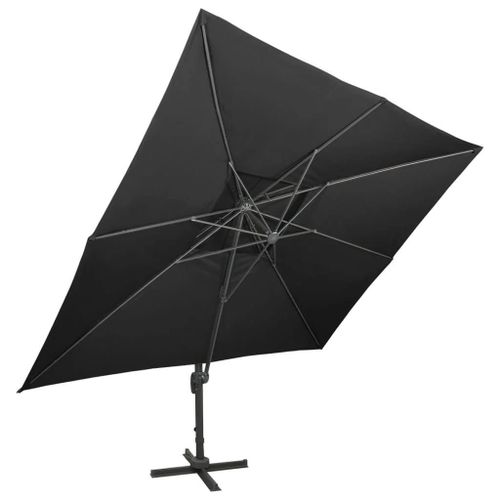 Parasol Déporté À Double Toit Noir 400 X 300 Cm Helloshop26 02_0008569