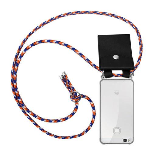 Cadorabo Chaîne De Téléphone Portable Compatible Avec Huawei P9 Lite 2016 / G9 Lite En Orange Bleu Blanc - Étui De Protection En Silicone Avec Anneaux Argentés, Cordon De Serrage Et Étui Amovible