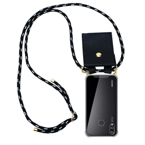 Cadorabo Chaîne De Téléphone Portable Compatible Avec Huawei P20 Lite 2018 / Nova 3e En Noir Argent - Étui De Protection En Silicone Avec Anneaux Dorés, Cordon Et Étui Amovible