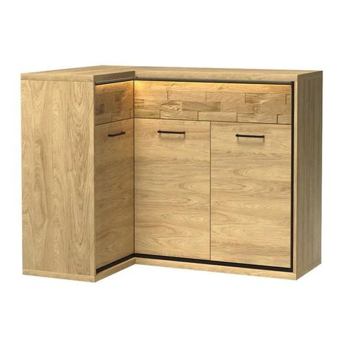Commode D'angle Etrmoni 121, Avec Tiroirs Et Portes, 101x128x85cm