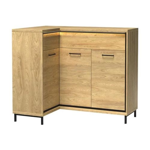 Commode D'angle Etrmoni 121, Avec Tiroirs Et Portes, 101x128x85cm