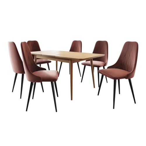 Salle À Manger Complète Racine 125, Nombre De Places: 6, 76x80x140cm
