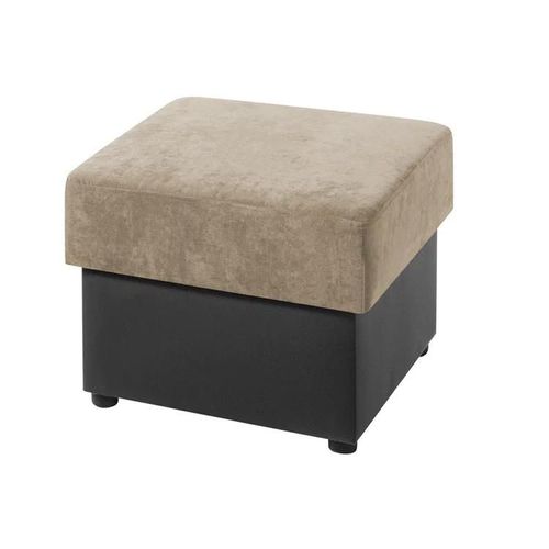 Pouf Providence 174, Brun Clair, Faux Cuir + Tapisserie, 38x50x50cm