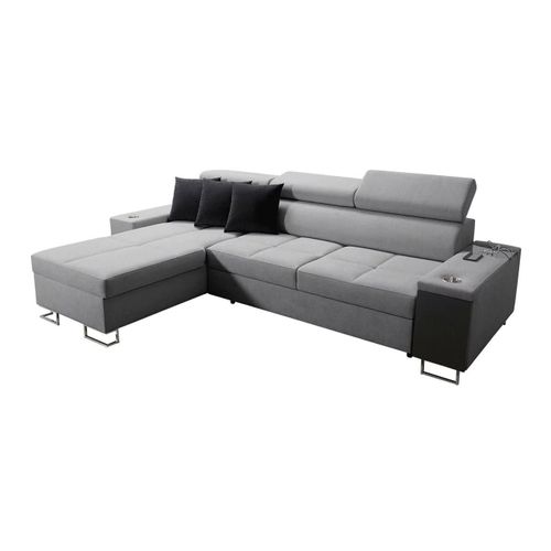 Canapé D'angle Pearland 107, Gris, Fonction De Couchage, 272x170x84cm