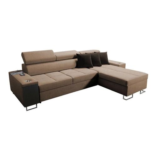 Canapé D'angle Pearland 107, Marron, Fonction De Couchage