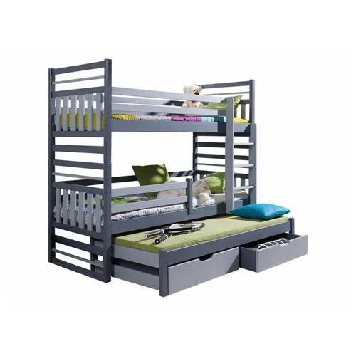 Lit Superposé Henderson 124, Couchette Avec Lit Supplémentaire, Gris