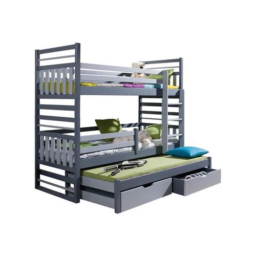 Lit Superposé Henderson 123, Couchette Avec Lit Supplémentaire, Gris