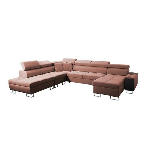 Canapé D'angle Sarasota 135, Rose, Fonction De Couchage, 360x298x84cm