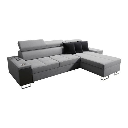 Canapé D'angle Pearland 107, Gris, Fonction De Couchage, 272x170x84cm